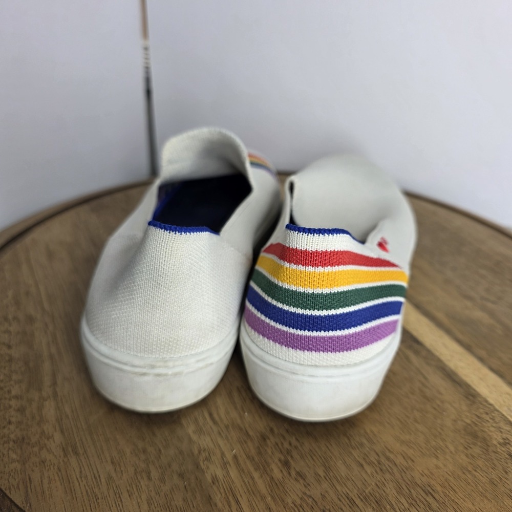 Rothy's The Sneaker WHITE RAINBOW SF Limited Edition Women's 8 Slip On Pride - Picture 5 of 9